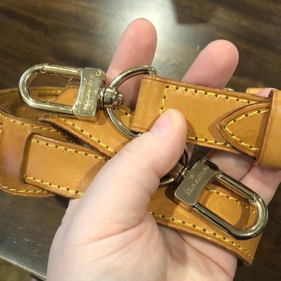 LOUIS VUITTON Replacement Vachetta Leather Shoulder Strap with LV Clasps and Pad - Picture 5 of 17